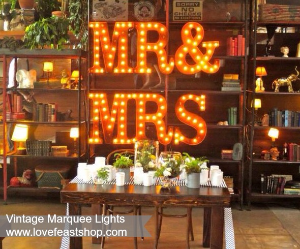 MR&Mrs Vintage Marquee Lights http://www.lovefeastshop.com